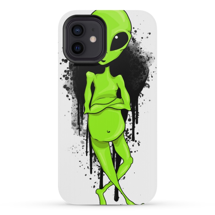 iPhone 12 mini StrongFit Alien Graffiti by Area51 Designs