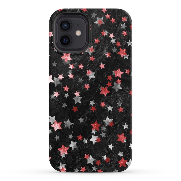 iPhone 12 StrongFit Silver Copper stars on marble sky by Oana 