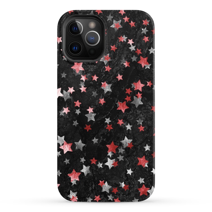 iPhone 12 Pro StrongFit Silver Copper stars on marble sky by Oana 
