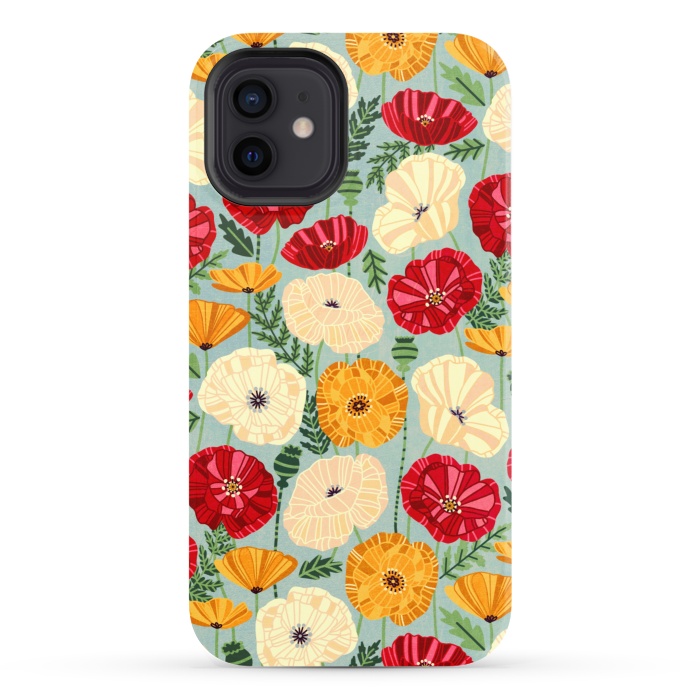 iPhone 12 StrongFit Textured Poppies  by Tigatiga