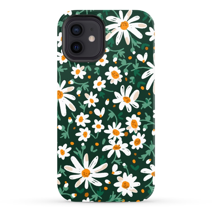 iPhone 12 StrongFit WHITE FLORAL PRINT 2  by MALLIKA