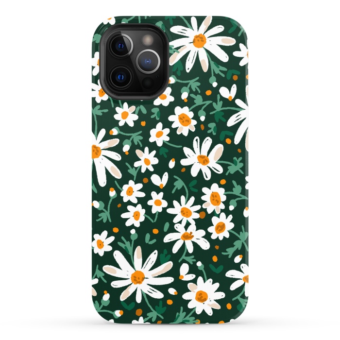 iPhone 12 Pro StrongFit WHITE FLORAL PRINT 2  by MALLIKA