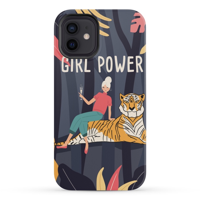 iPhone 12 mini StrongFit Girl Power - Woman and Tiger by Jelena Obradovic