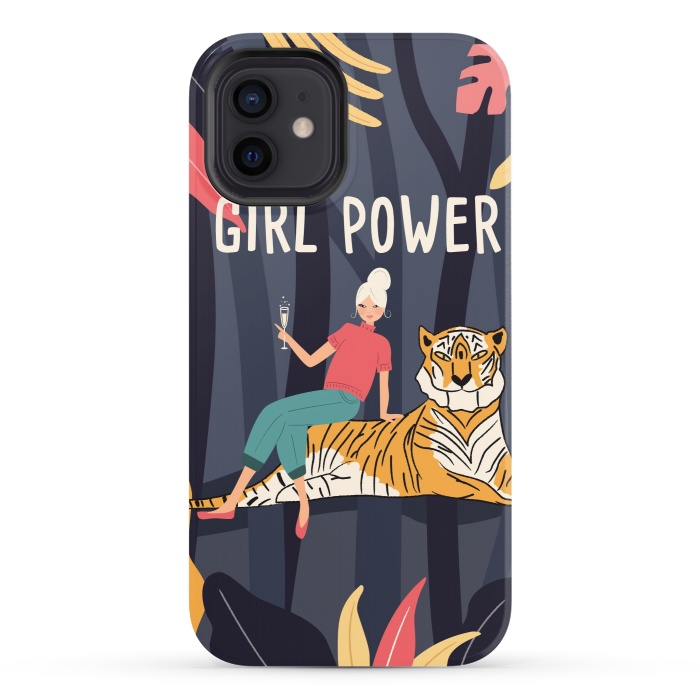 iPhone 12 StrongFit Girl Power - Woman and Tiger by Jelena Obradovic