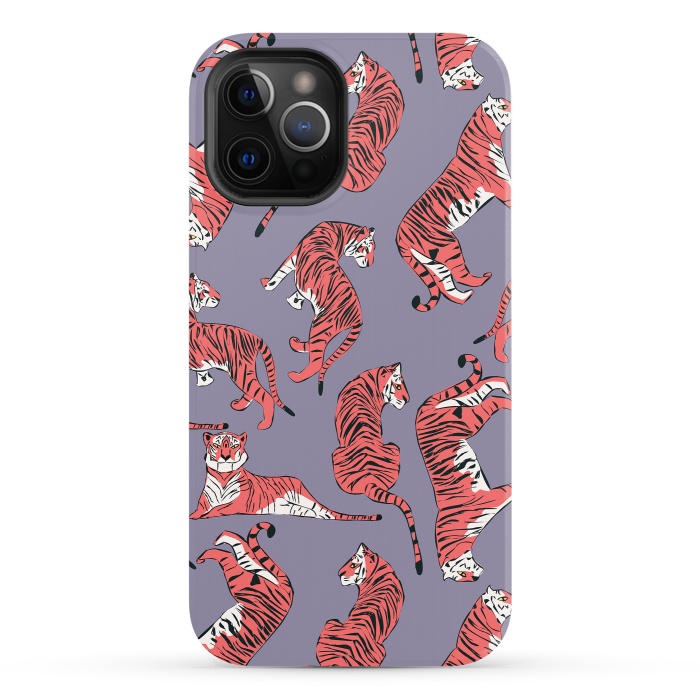 iPhone 12 Pro StrongFit Tiger pattern, purple, 007 by Jelena Obradovic