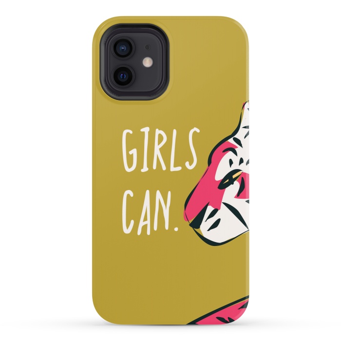 iPhone 12 StrongFit Girls can, mustard by Jelena Obradovic