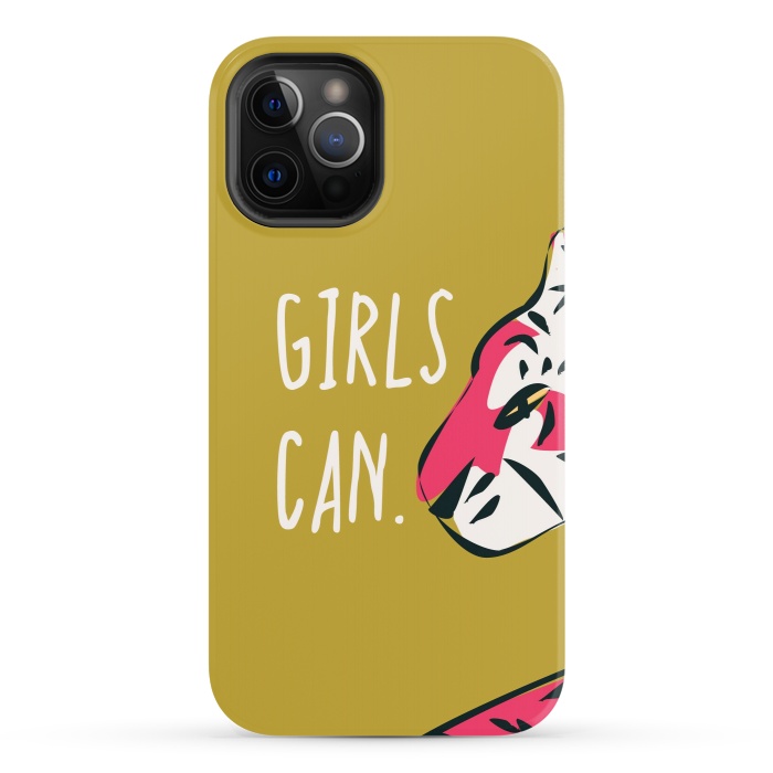 iPhone 12 Pro StrongFit Girls can, mustard by Jelena Obradovic