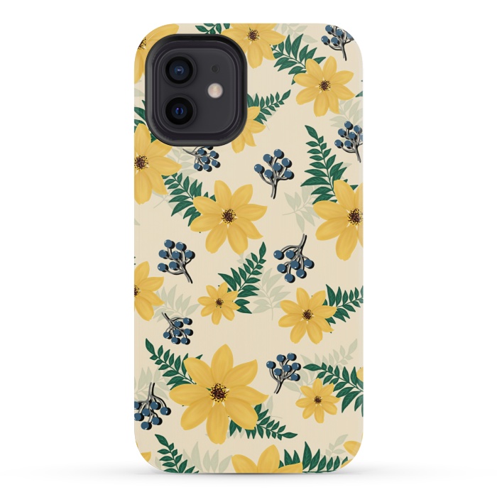 iPhone 12 mini StrongFit Yellow flowers pattern by Jms