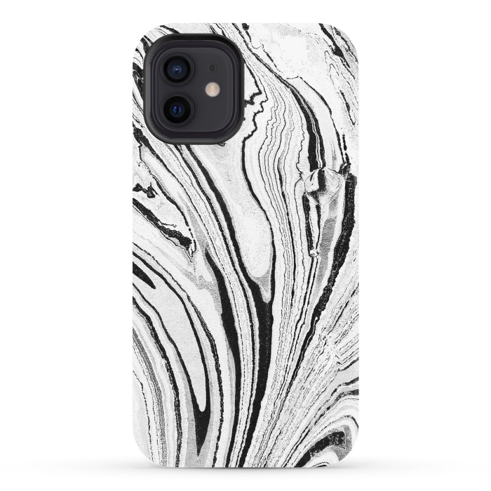 iPhone 12 StrongFit Minimal painted marble stripes by Oana 