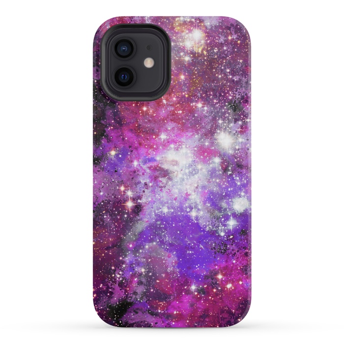 iPhone 12 mini StrongFit Purple violet starry galaxy by Oana 