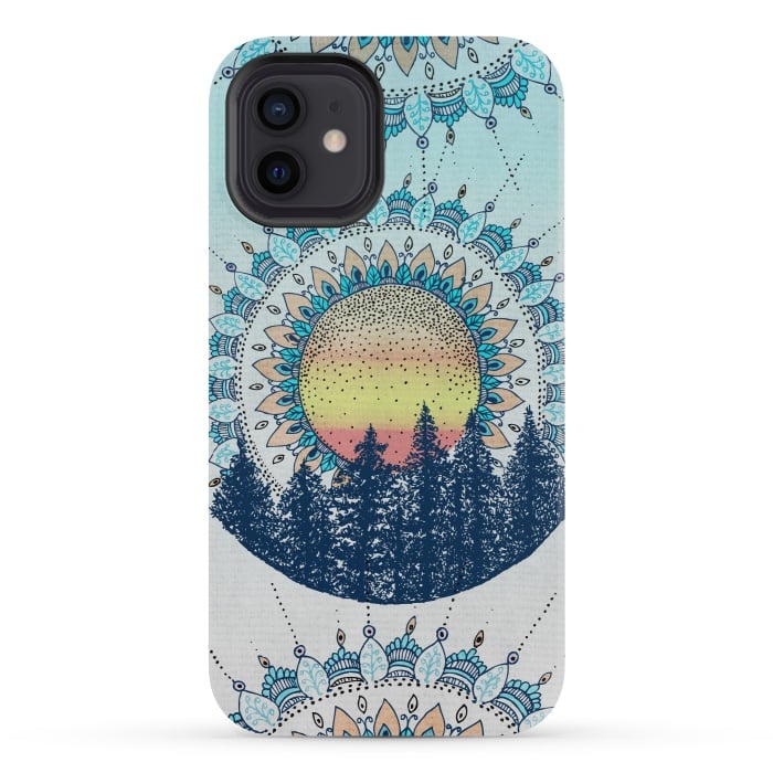 iPhone 12 mini StrongFit Sunrise Mandala Forest by Rose Halsey