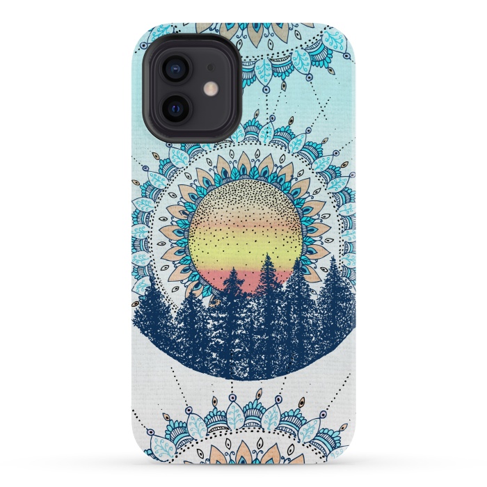 iPhone 12 StrongFit Sunrise Mandala Forest by Rose Halsey