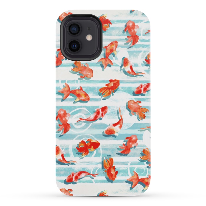 iPhone 12 mini StrongFit Watercolor Goldfish  by Tigatiga