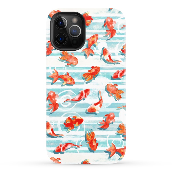 iPhone 12 Pro StrongFit Watercolor Goldfish  by Tigatiga