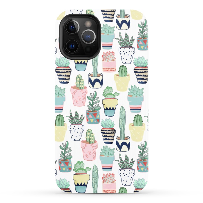 iPhone 12 Pro StrongFit Cute Cacti in Pots by Tangerine-Tane