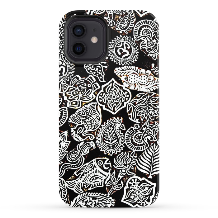 iPhone 12 StrongFit Black and white pattern by Winston