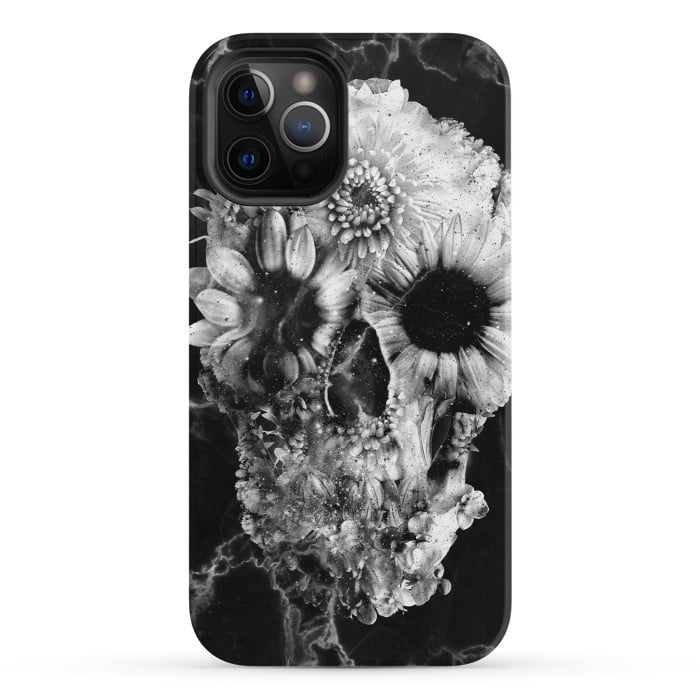 iPhone 12 Pro StrongFit Floral Skull Marble by Ali Gulec