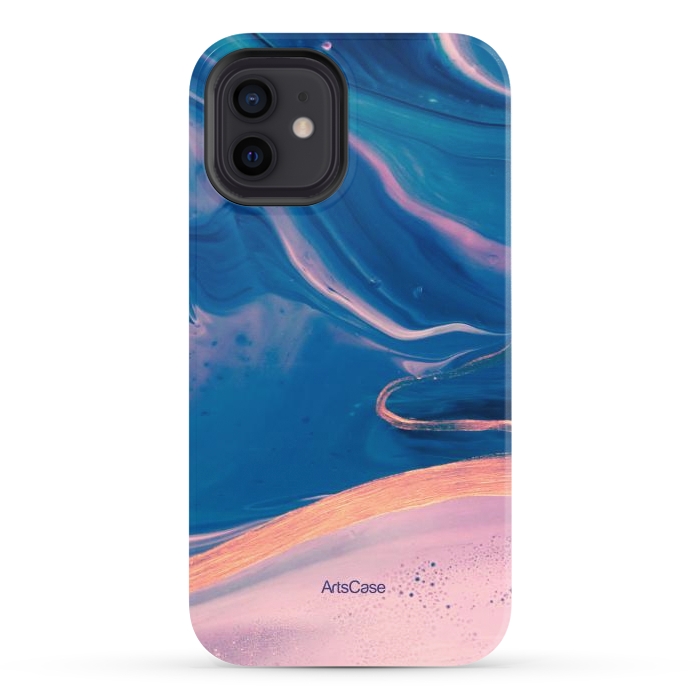 iPhone 12 StrongFit Acrylic Paint Abstract Marbling by ArtsCase