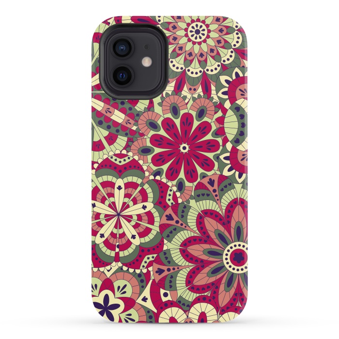 iPhone 12 StrongFit Floral Made with Many Mandalas by ArtsCase