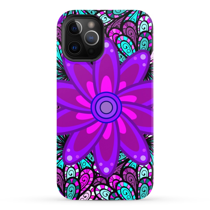 iPhone 12 Pro StrongFit Mandala in Purple and Aquamarine by ArtsCase
