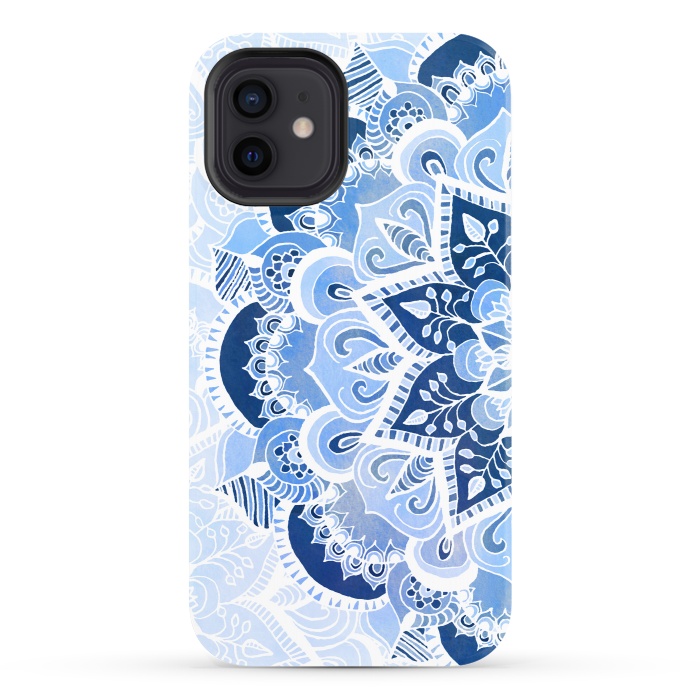 iPhone 12 StrongFit Blue Lace Mandala by Tangerine-Tane