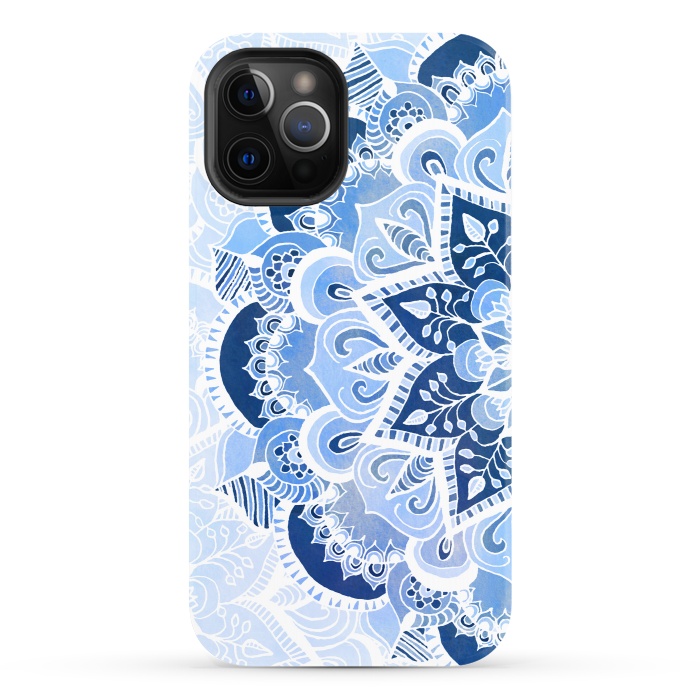 iPhone 12 Pro StrongFit Blue Lace Mandala by Tangerine-Tane