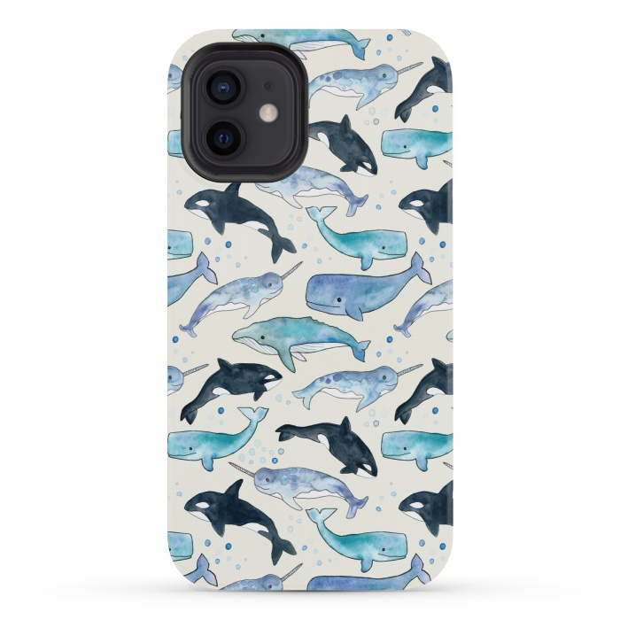 iPhone 12 mini StrongFit Whales, Orcas & Narwhals by Tangerine-Tane