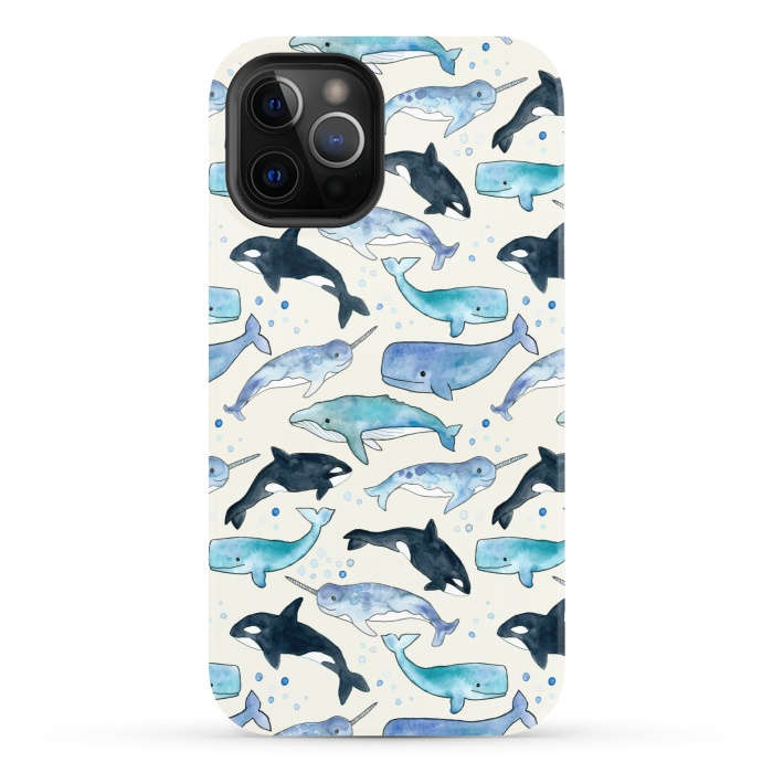 iPhone 12 Pro StrongFit Whales, Orcas & Narwhals by Tangerine-Tane