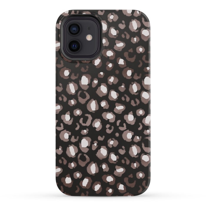 iPhone 12 mini StrongFit Brown leopard spots pattern by Oana 