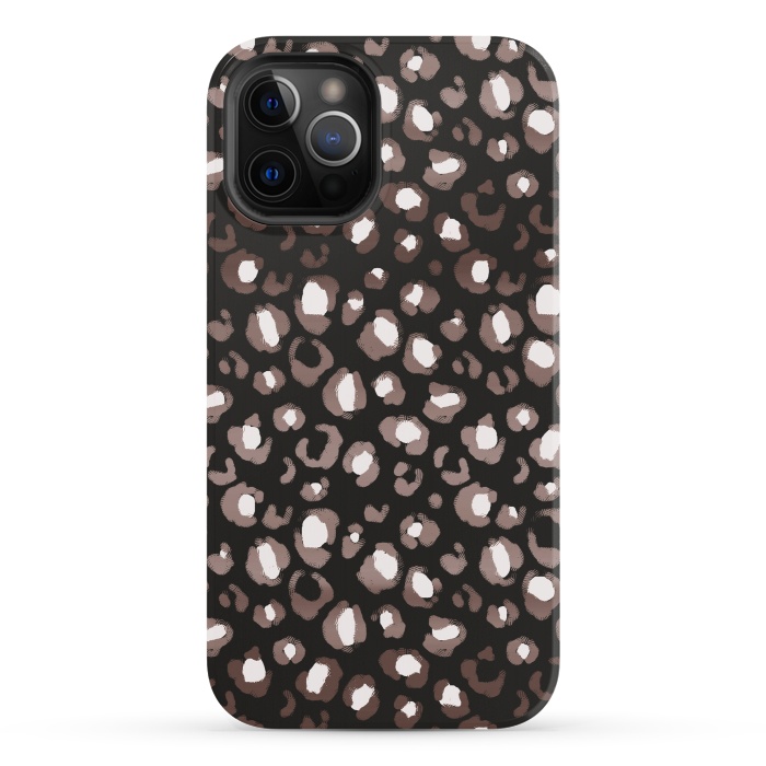 iPhone 12 Pro StrongFit Brown leopard spots pattern by Oana 