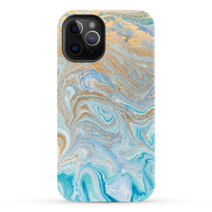 iPhone 12 Pro StrongFit Blue Marbling Artwork by ArtsCase