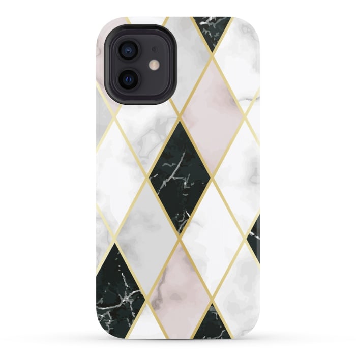 iPhone 12 StrongFit Golden Geometric Diagonal Lines by ArtsCase