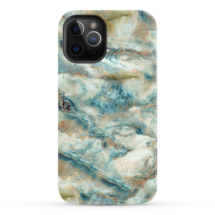 iPhone 12 Pro StrongFit Marble Surface Green with Blue and Gold Design by ArtsCase