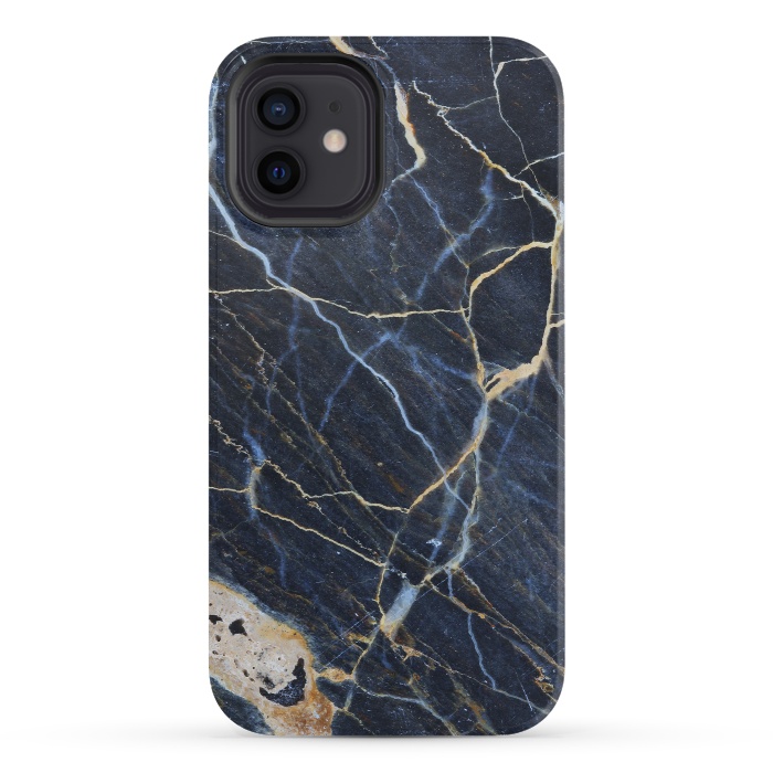 iPhone 12 mini StrongFit Structure Marble of Dark Gray Blue by ArtsCase