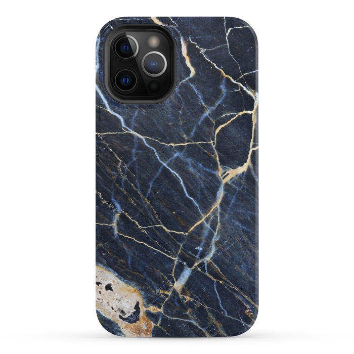 iPhone 12 Pro StrongFit Structure Marble of Dark Gray Blue by ArtsCase