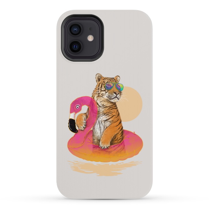 iPhone 12 mini StrongFit Chillin Flamingo Tiger by 38 Sunsets
