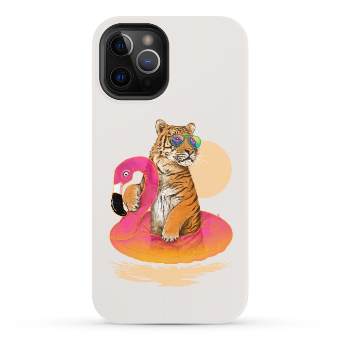iPhone 12 Pro StrongFit Chillin Flamingo Tiger by 38 Sunsets