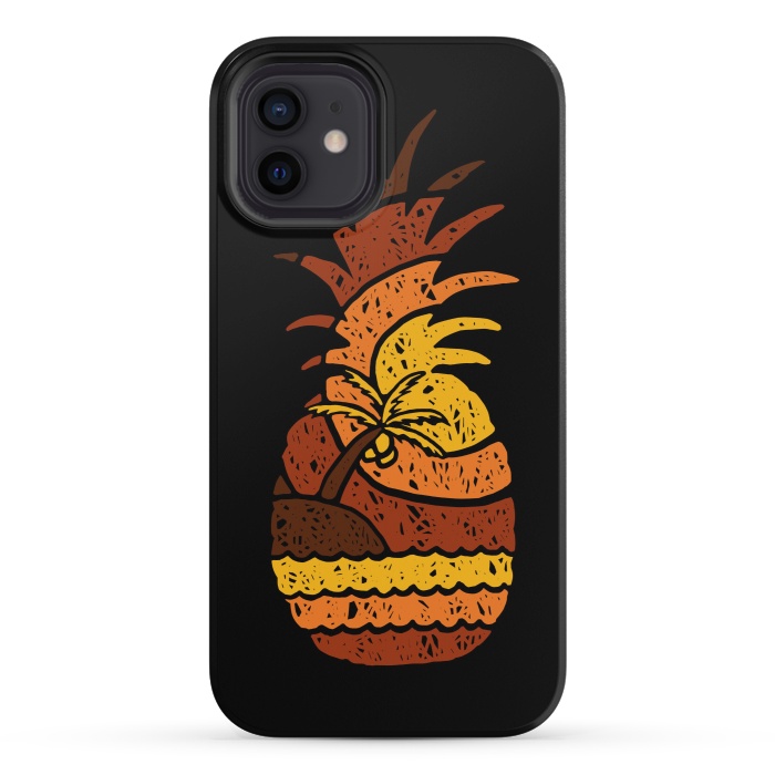 iPhone 12 mini StrongFit Pineapple and Beach by Afif Quilimo