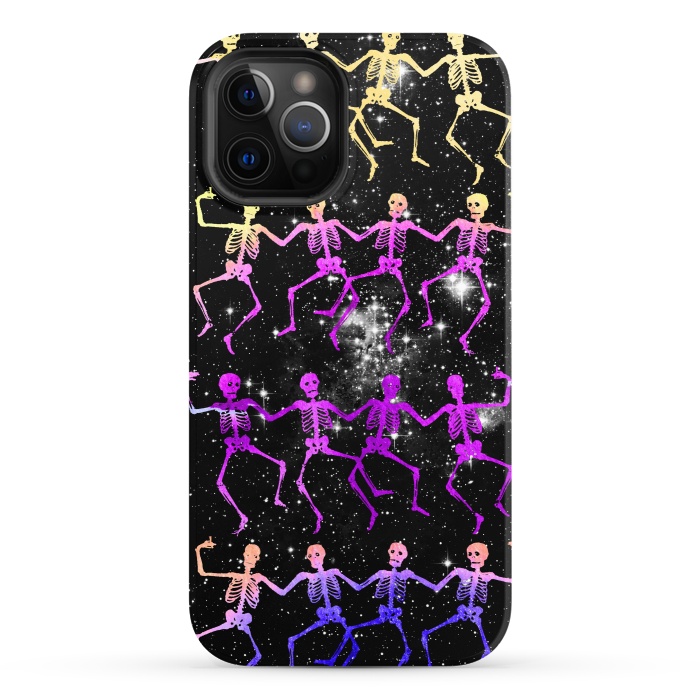 iPhone 12 Pro StrongFit Neon gradient dancing skeletons Halloween by Oana 