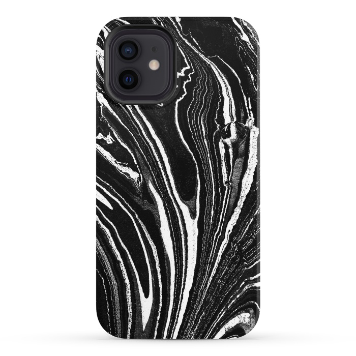 iPhone 12 StrongFit Dark minimal marble stripes art by Oana 