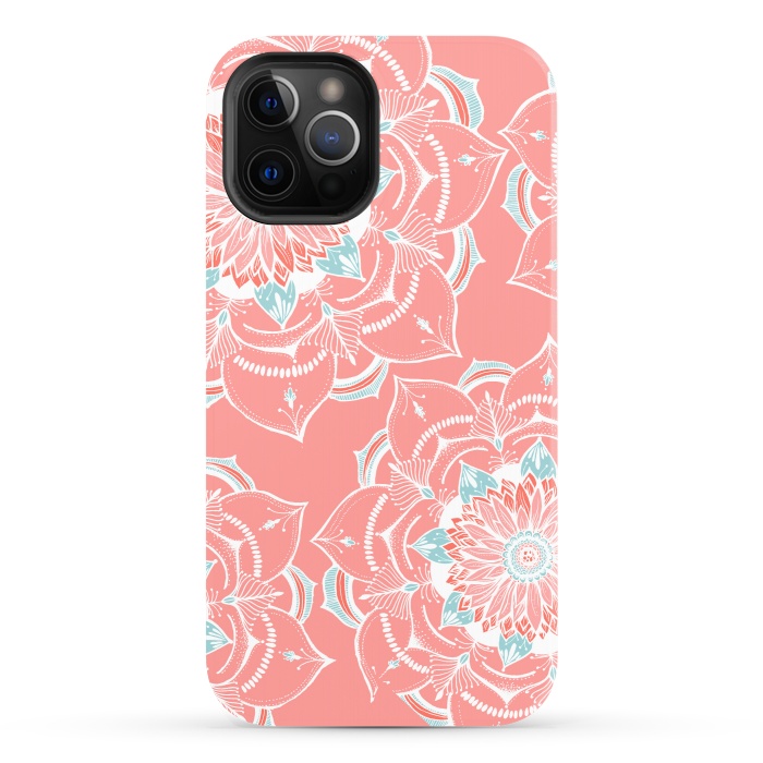 iPhone 12 Pro StrongFit Coral mandala by Rose Halsey