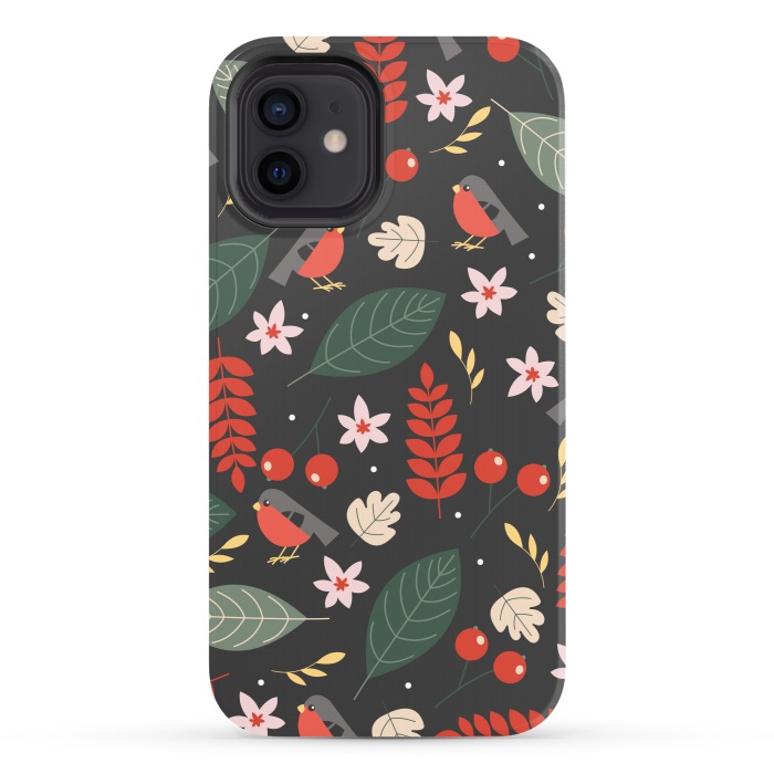 iPhone 12 StrongFit Cute Bullfinches in Christmas by ArtsCase
