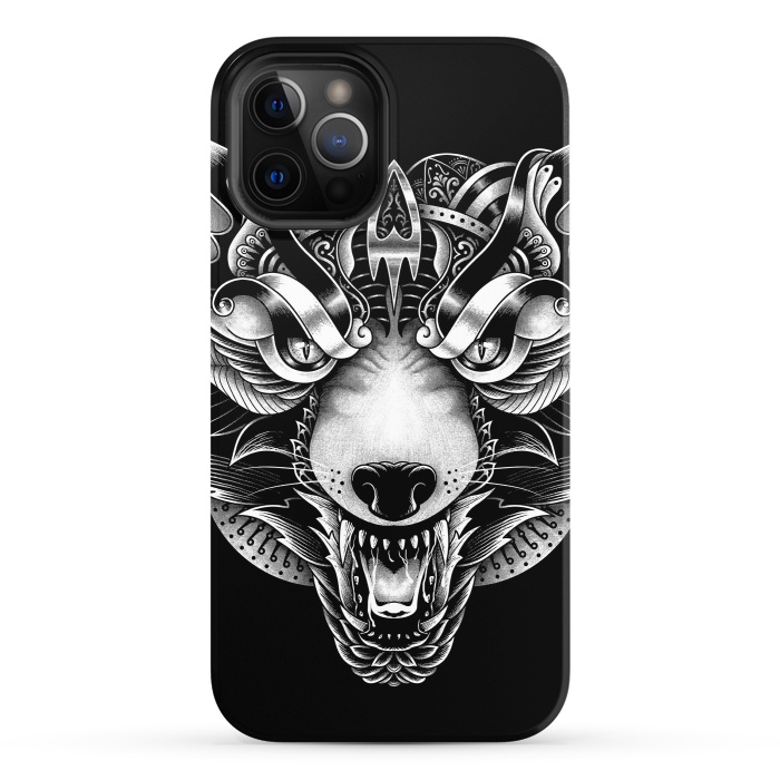 iPhone 12 Pro StrongFit Angry Wolf Ornate by Afif Quilimo