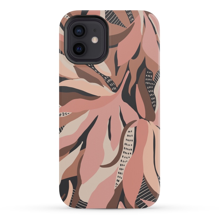 iPhone 12 mini StrongFit Abstract pink leaves I by Mmartabc