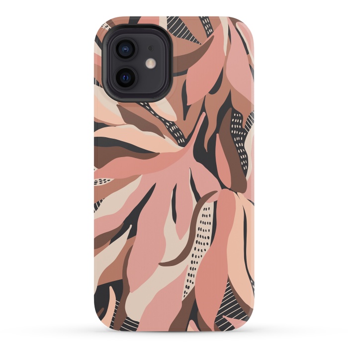 iPhone 12 StrongFit Abstract pink leaves I by Mmartabc