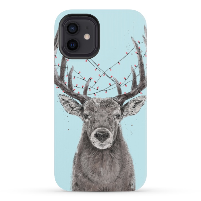 iPhone 12 mini StrongFit Xmas deer by Balazs Solti