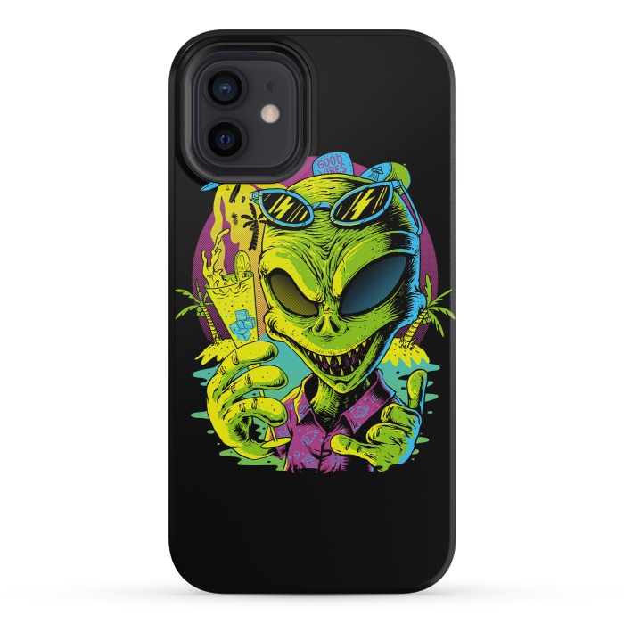 iPhone 12 mini StrongFit Alien Summer Vibes (Dark) by Afif Quilimo