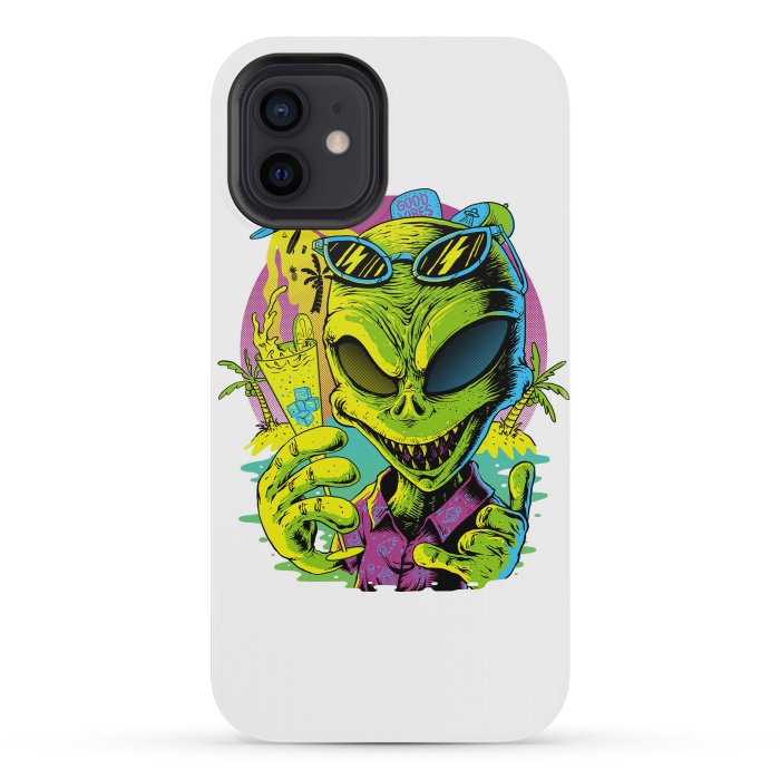 iPhone 12 mini StrongFit Alien Summer Vibes (White) by Afif Quilimo