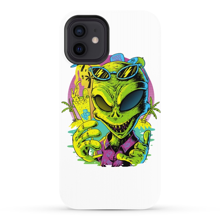 iPhone 12 StrongFit Alien Summer Vibes (White) by Afif Quilimo