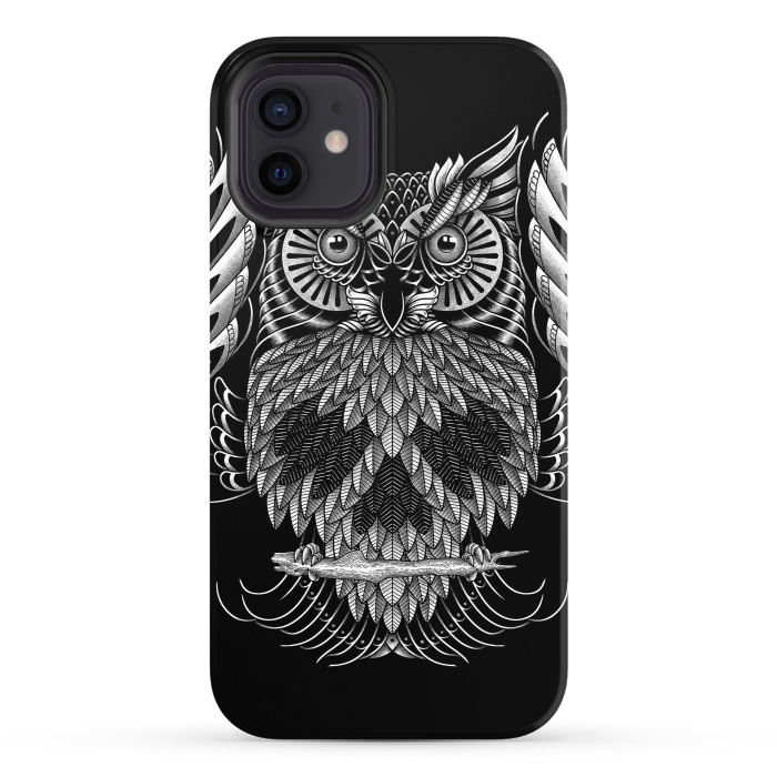 iPhone 12 StrongFit Owl Skull Ornate (Dark) by Afif Quilimo